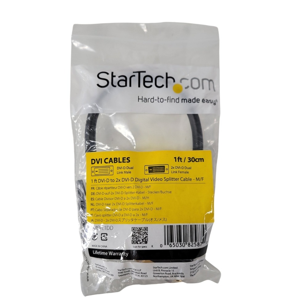 StarTechcom DVI-D to 2x DVI-D Digital Video Splitter Cable 1ft 30cm DV1SPL1DD